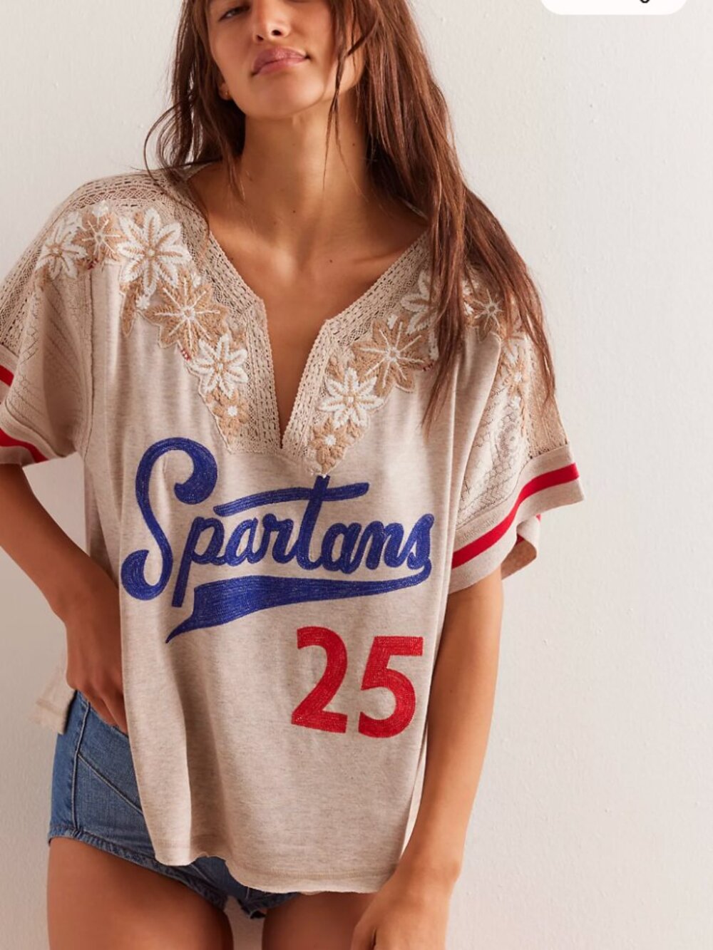 Free People All About You Embroidered Sports Tee